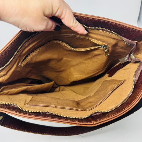 Vintage Brown Leather Shoulder Bag Large Slouchy Tote Satchel Unbranded - Picture 5 of 14
